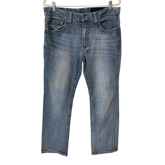 Axel Jeans Size 34x32 Blue Mid-Wash Straight Fit Denim Jeans Classic Retro Ranch - Picture 1 of 9